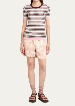 MonclerStripe Short-Sleeve Top