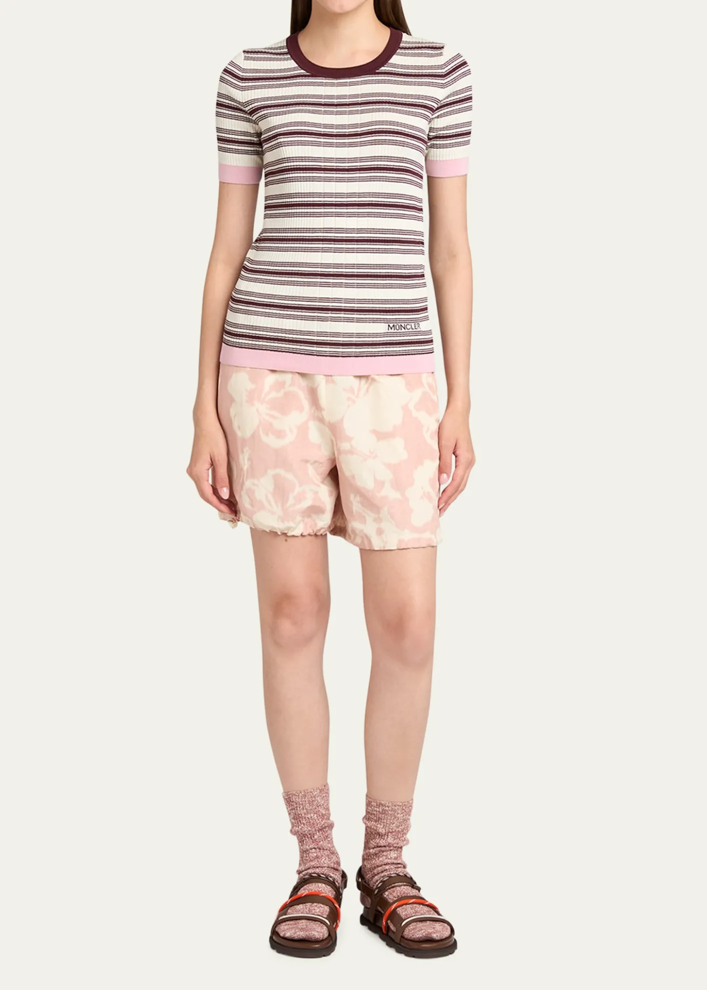 MonclerStripe Short-Sleeve Top
