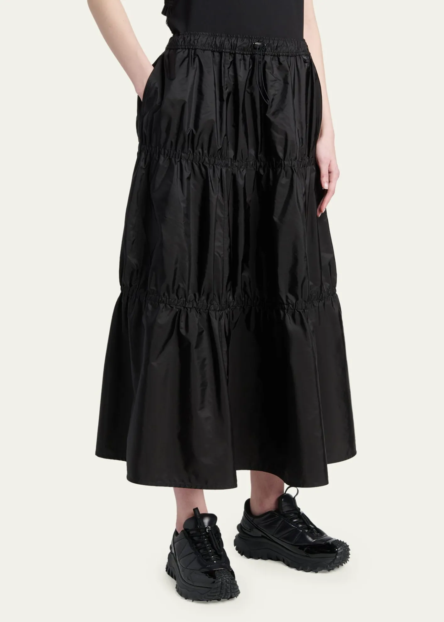 MonclerTiered Nylon Midi Skirt