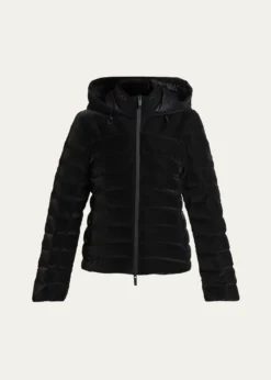 MonclerTrefle Hooded Down Velour Jacket