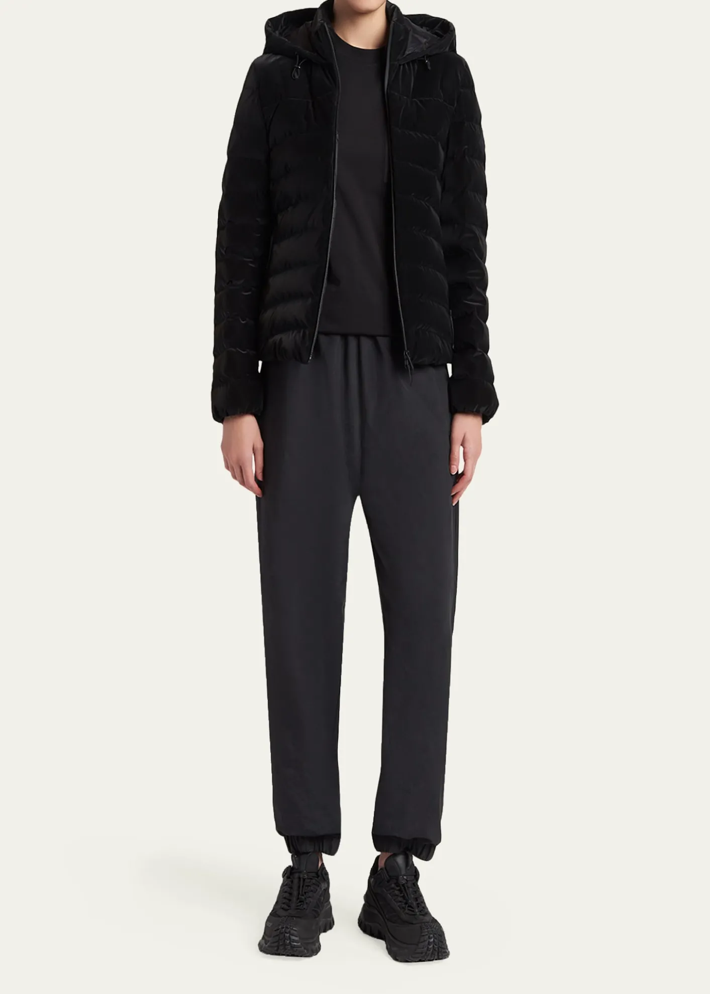 MonclerTrefle Hooded Down Velour Jacket