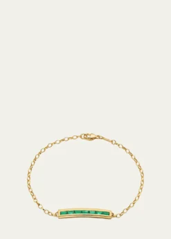 Monica Rich Kosann18K YELLOW GOLD POESY BRACELET WITH BAGUETTE EMERALDS AND ENGRAVED CARPE DIEM