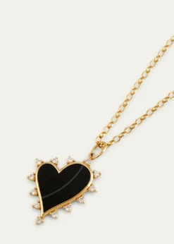 Monica Rich KosannBlack Agate Heart Necklace with Diamonds