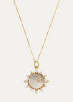 Monica Rich KosannMother of Pearl Diamond "Happiness" Sun Charm Necklace
