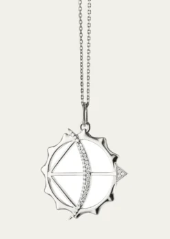 Monica Rich KosannSterling Silver Large Apollo Strength Charm Necklace with White Sapphires