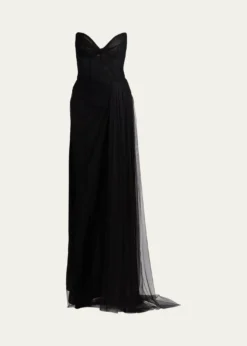 Monique LhuillierNo Wrap Strapless Tulle Gown