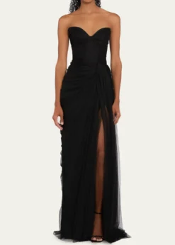 Monique LhuillierNo Wrap Strapless Tulle Gown