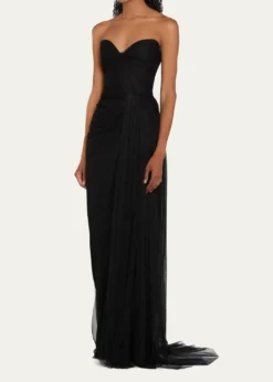 Monique LhuillierNo Wrap Strapless Tulle Gown