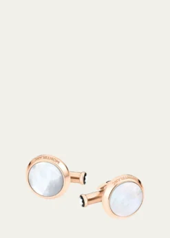 MontblancMother-of-Pearl Round Rose Golden Cuff Links