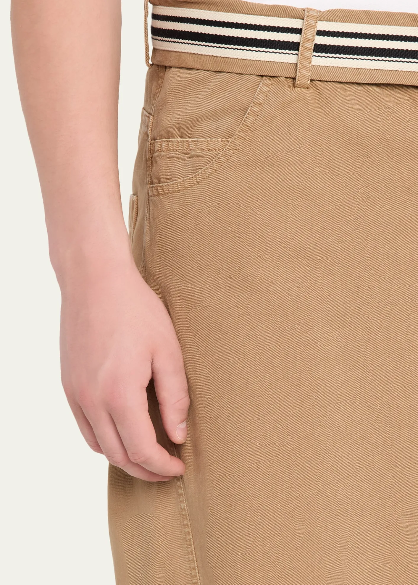 MORDECAIMen's Cotton Belted Barrel-Leg Pants