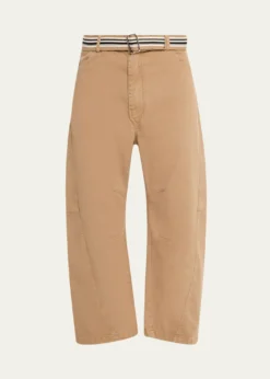 MORDECAIMen's Cotton Belted Barrel-Leg Pants