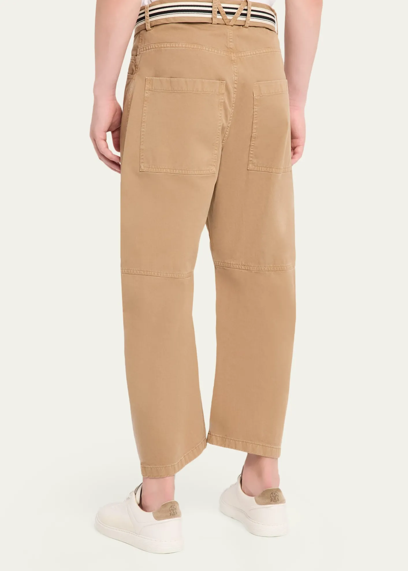 MORDECAIMen's Cotton Belted Barrel-Leg Pants