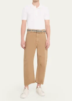 MORDECAIMen's Cotton Belted Barrel-Leg Pants