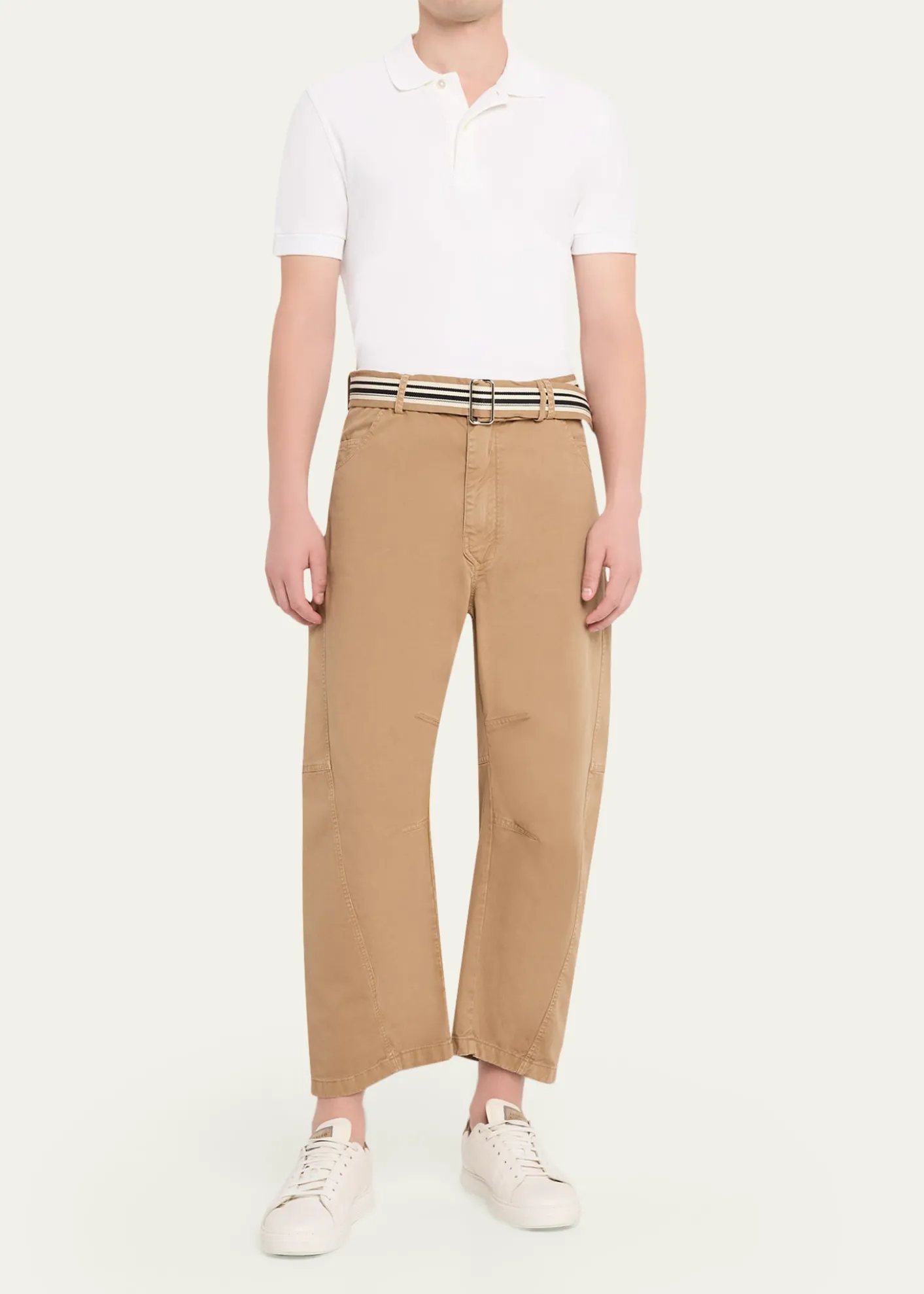 MORDECAIMen's Cotton Belted Barrel-Leg Pants