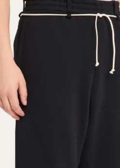 MORDECAIMen's Fleece Stripe-Trim Drawcord Joggers