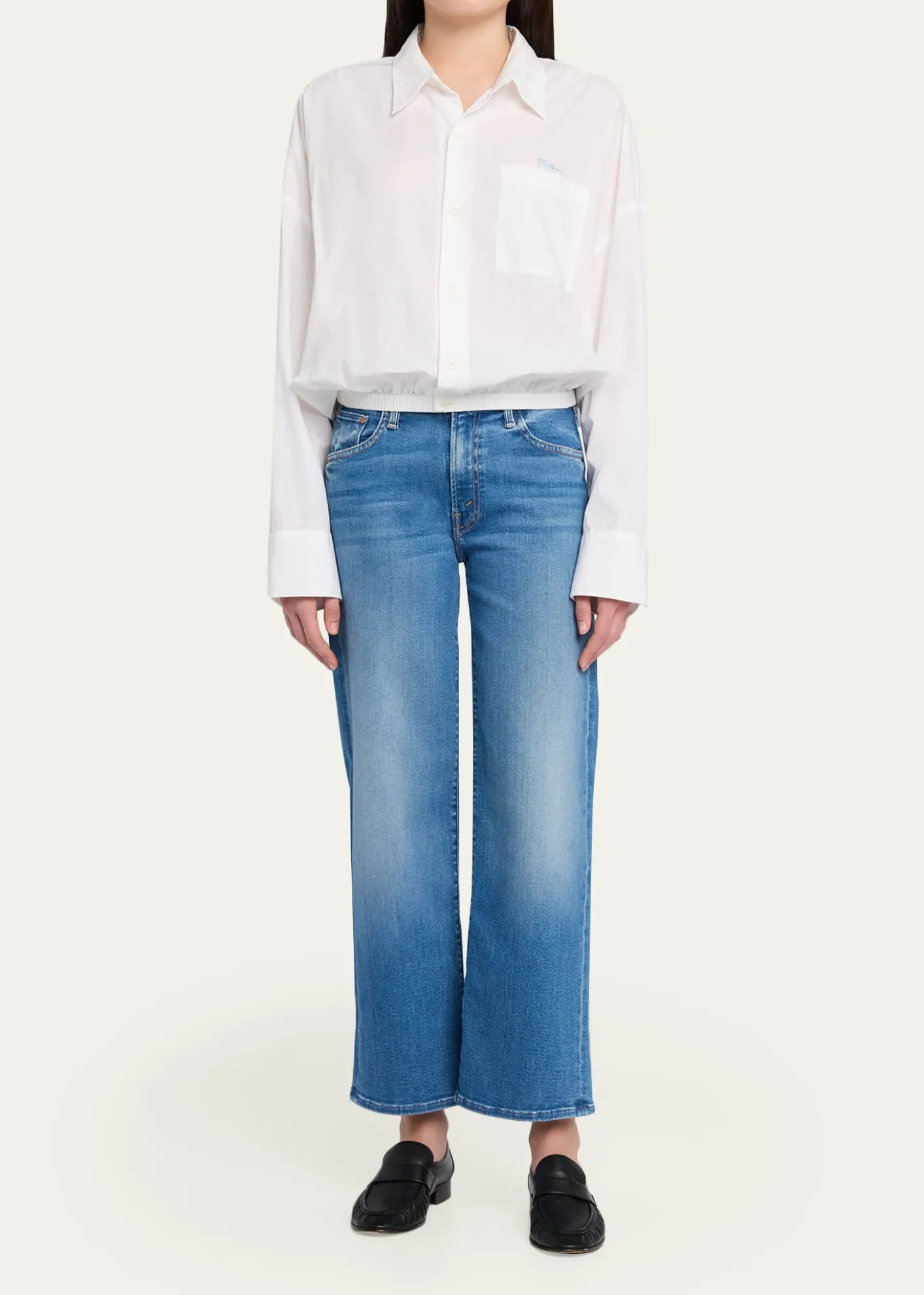 MOTHERThe Scrunchie Frenchie Cropped Button-Front Shirt