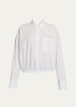 MOTHERThe Scrunchie Frenchie Cropped Button-Front Shirt