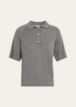 NACKIYECashmere-Silk Polo Knit Top