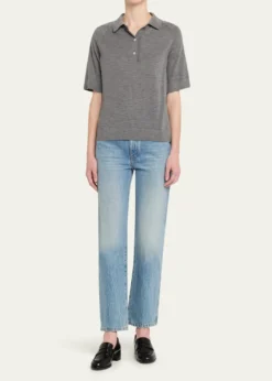 NACKIYECashmere-Silk Polo Knit Top