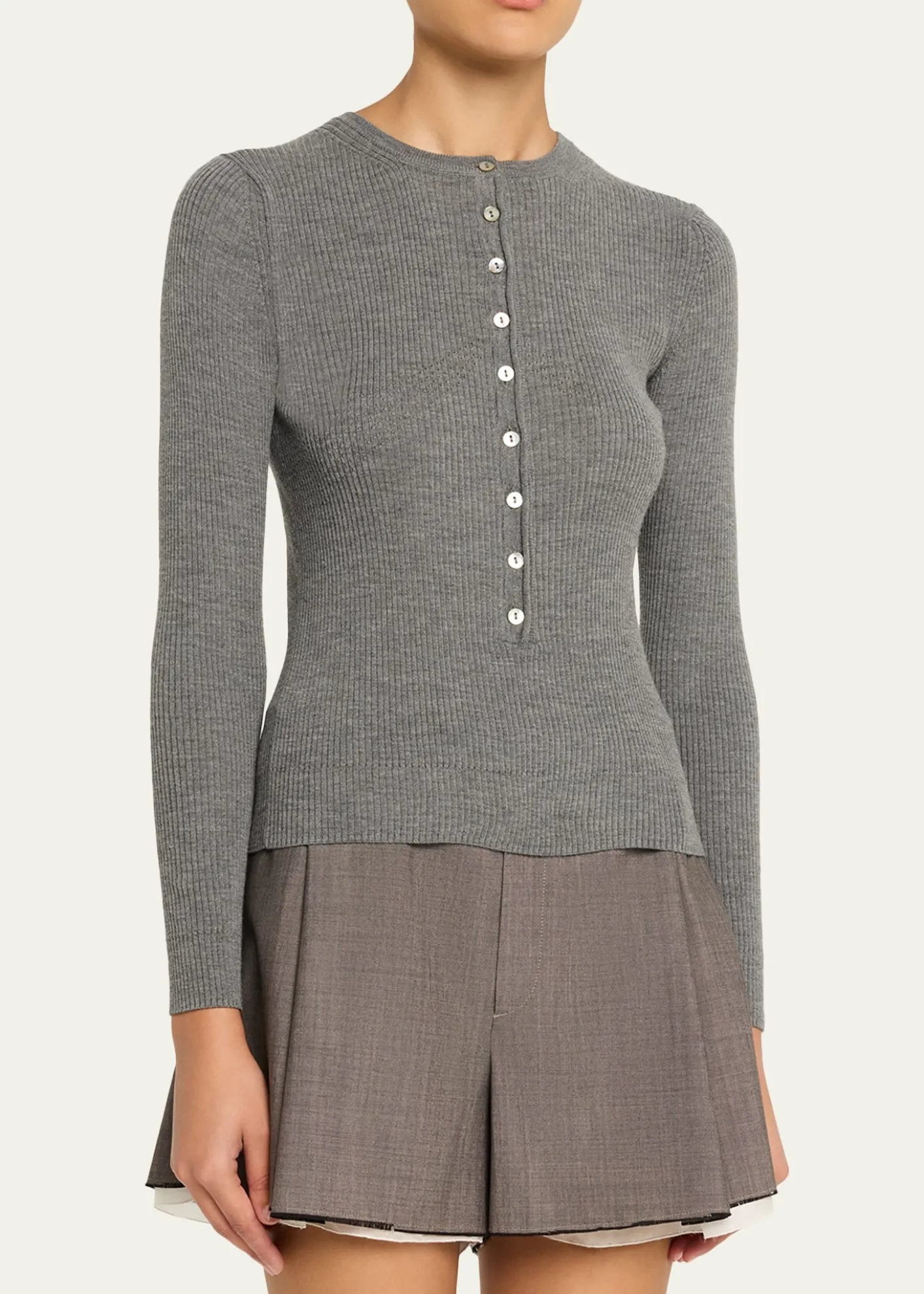 NACKIYEInsider Wool Rib Henley Top