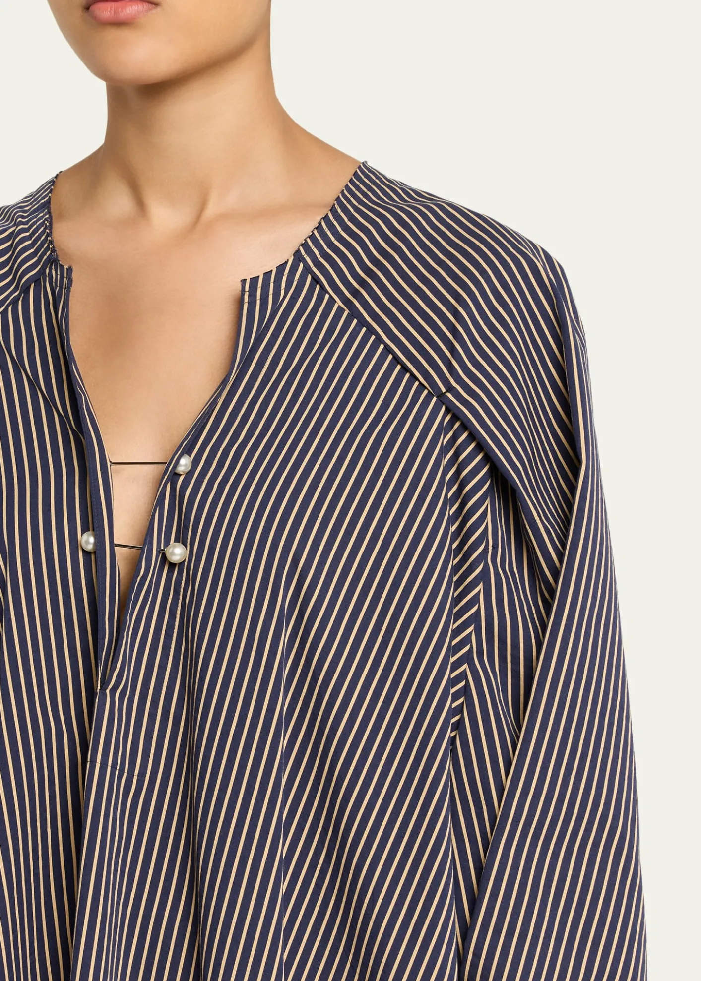 NACKIYEOffshore Striped Long-Sleeve Maxi Caftan Dress