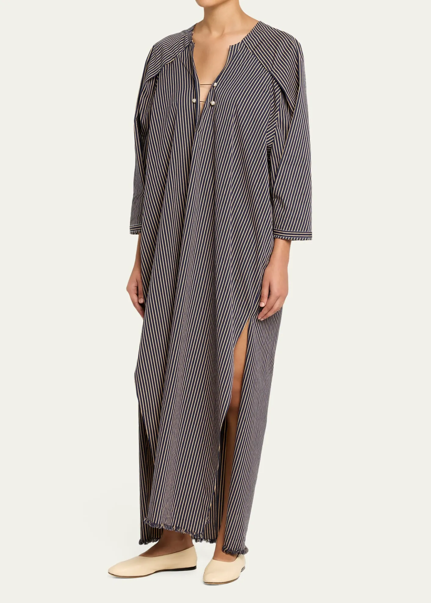 NACKIYEOffshore Striped Long-Sleeve Maxi Caftan Dress