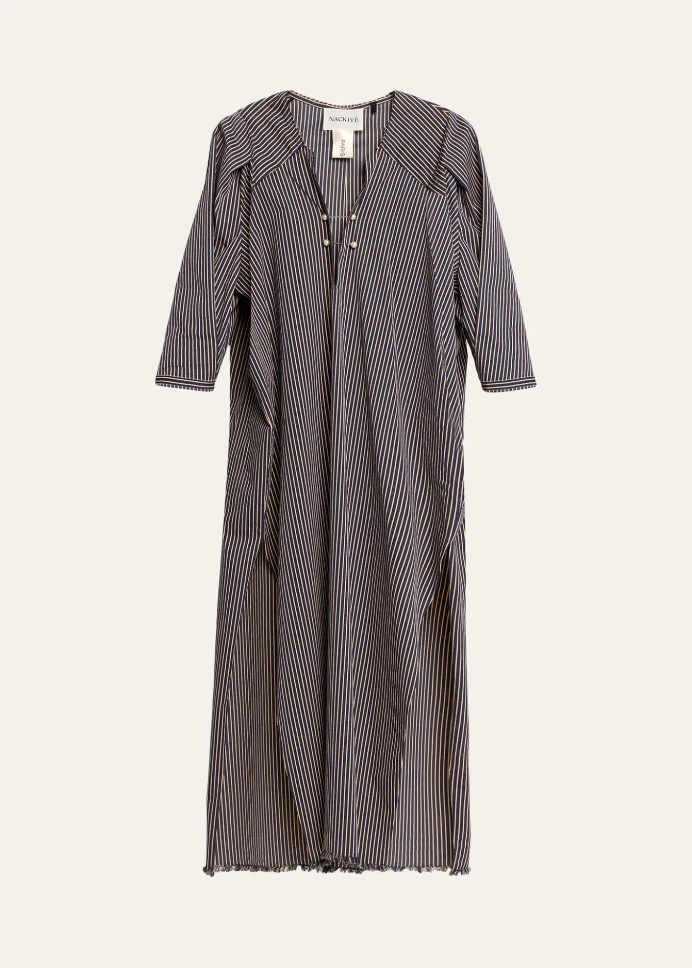 NACKIYEOffshore Striped Long-Sleeve Maxi Caftan Dress