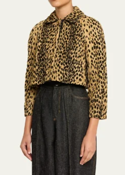 NACKIYEPixie Cheetah-Print Velvet Crop Jacket