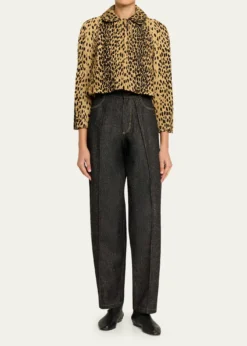 NACKIYEPixie Cheetah-Print Velvet Crop Jacket