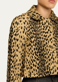 NACKIYEPixie Cheetah-Print Velvet Crop Jacket