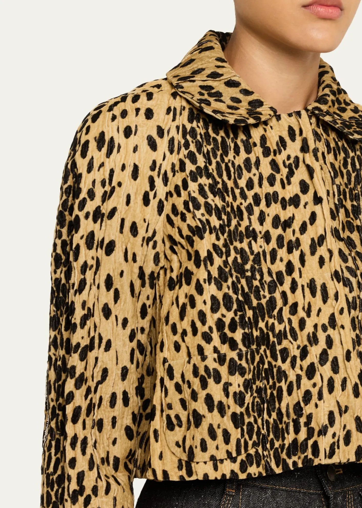 NACKIYEPixie Cheetah-Print Velvet Crop Jacket