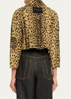 NACKIYEPixie Cheetah-Print Velvet Crop Jacket