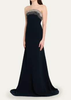 Naeem KhanCrystal Embroidered Strapless Trumpet Gown