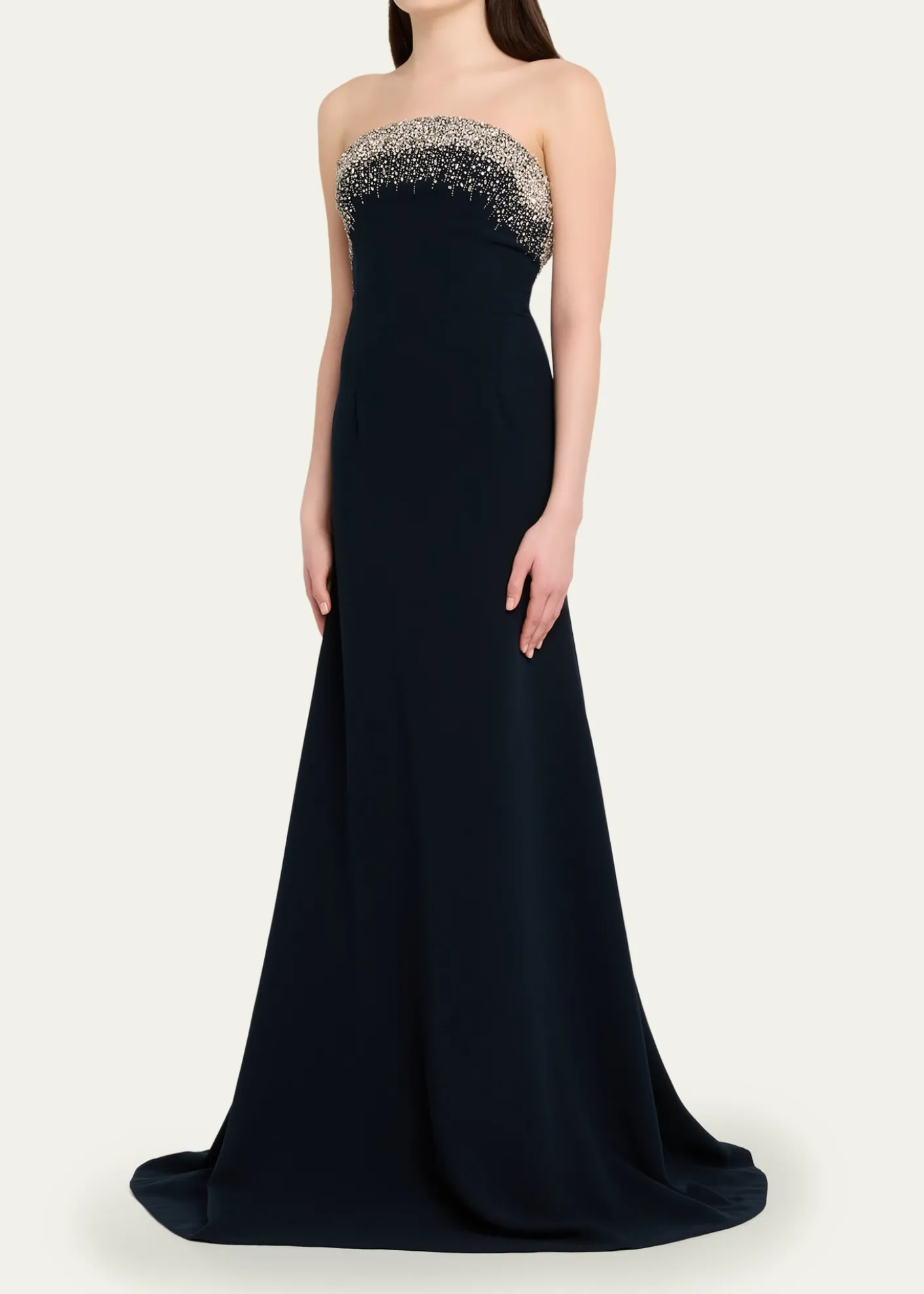Naeem KhanCrystal Embroidered Strapless Trumpet Gown