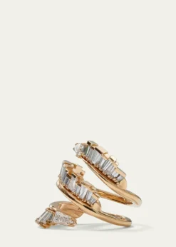 Nak Armstrong20K Recycled Rose Gold Triple Ruched Coil Diamond Ring, Size 6.75