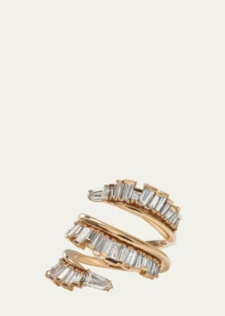 Nak Armstrong20K Recycled Rose Gold Triple Ruched Coil Diamond Ring, Size 6.75