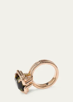 Nak Armstrong20K Rose Gold Buttress Emerald-Cut Bicolor Tourmaline Solitaire Ring, Size 7