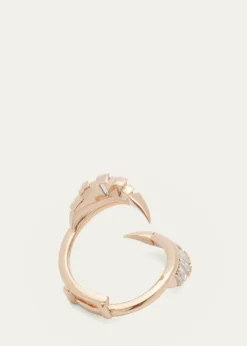 Nak ArmstrongRuched Open Coil Ring Guard with White Diamonds and 20K Rose Gold, Size 6.5