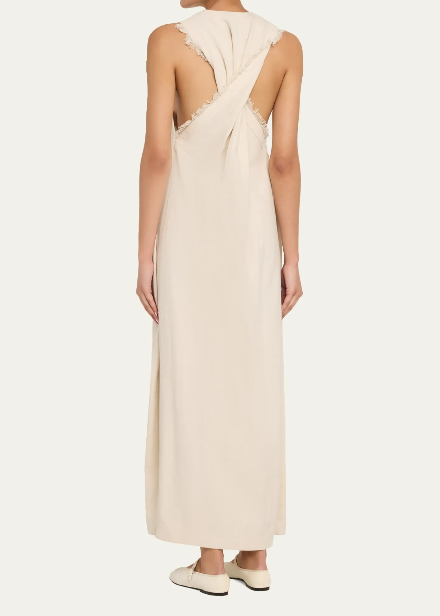 NanushkaAmarilis Linen Fringe Maxi Dress