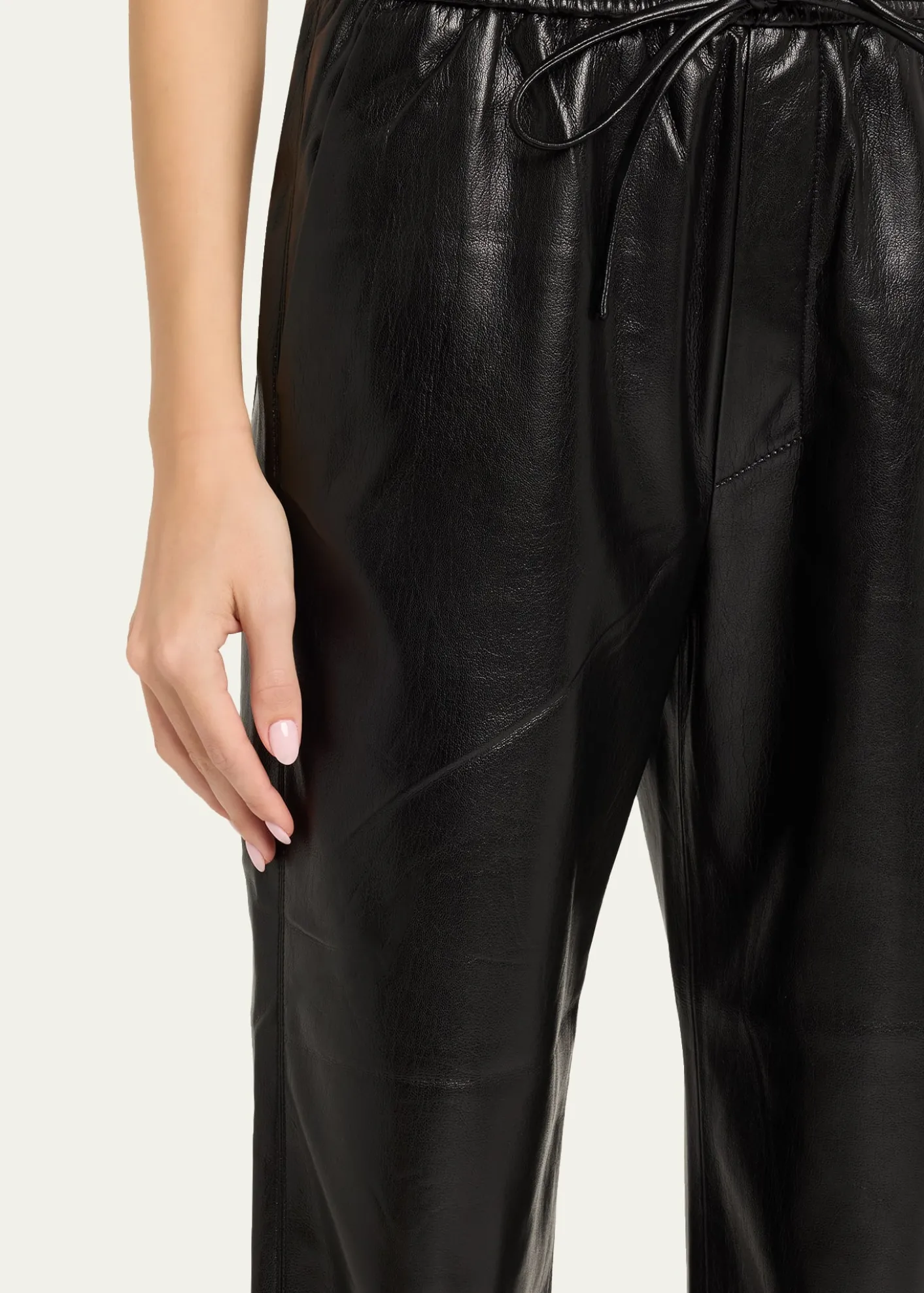 NanushkaCalie Alt-Leather Drawstring Pants