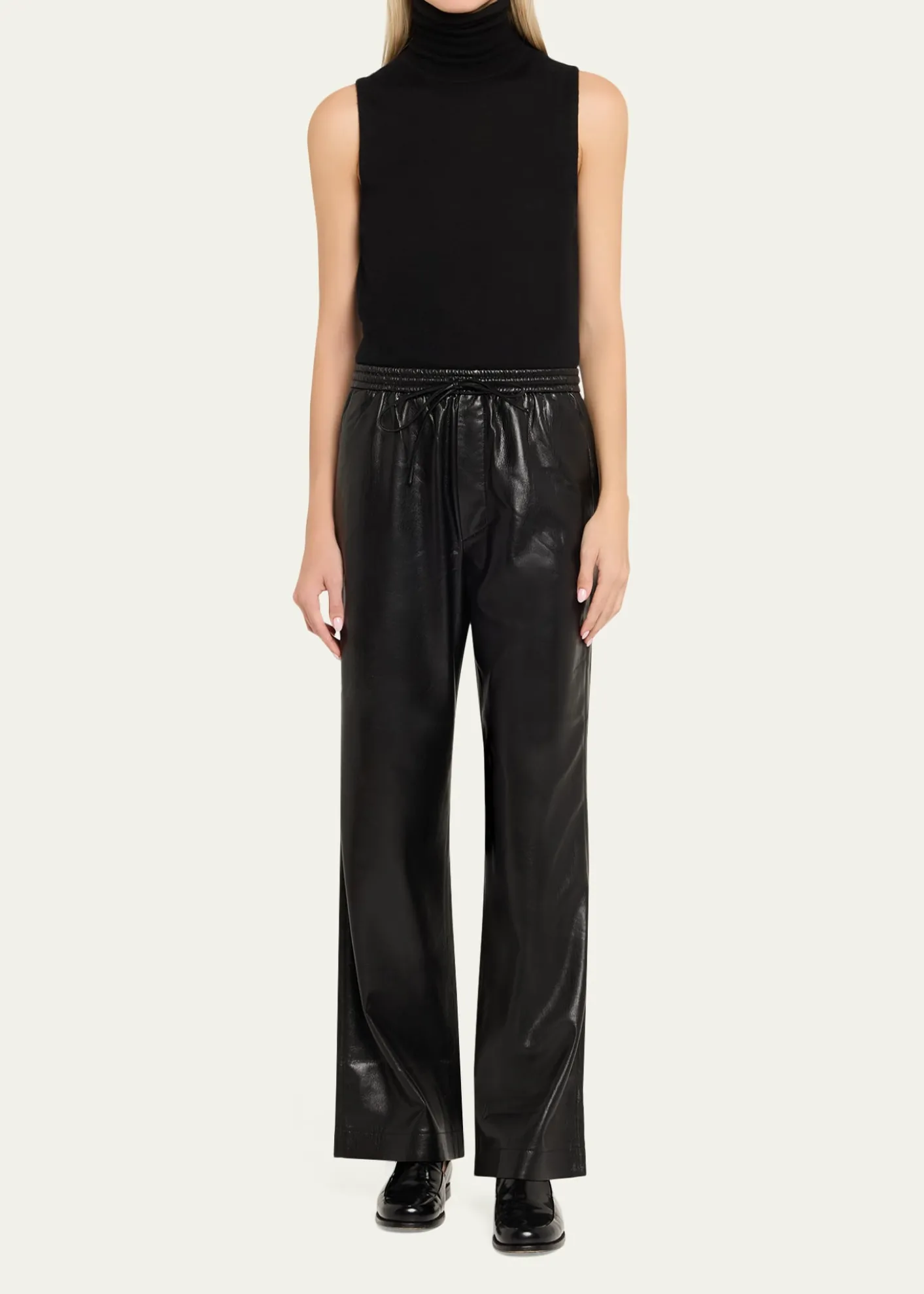 NanushkaCalie Alt-Leather Drawstring Pants
