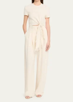 NanushkaSeka Cotton Linen Tweed Tapered Tailoring Pants