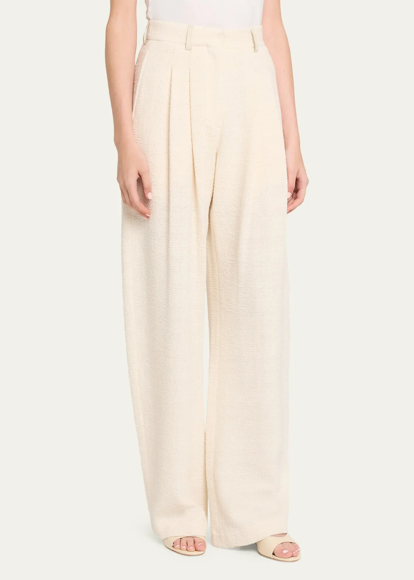 NanushkaSeka Cotton Linen Tweed Tapered Tailoring Pants