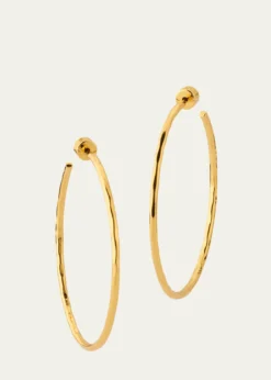 NEST JewelryThin Hammered 22k Gold-Plated Hoop Earrings