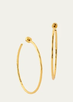 NEST JewelryThin Hammered 22k Gold-Plated Hoop Earrings