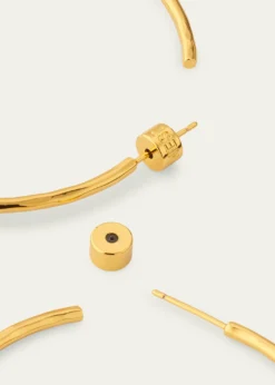 NEST JewelryThin Hammered 22k Gold-Plated Hoop Earrings