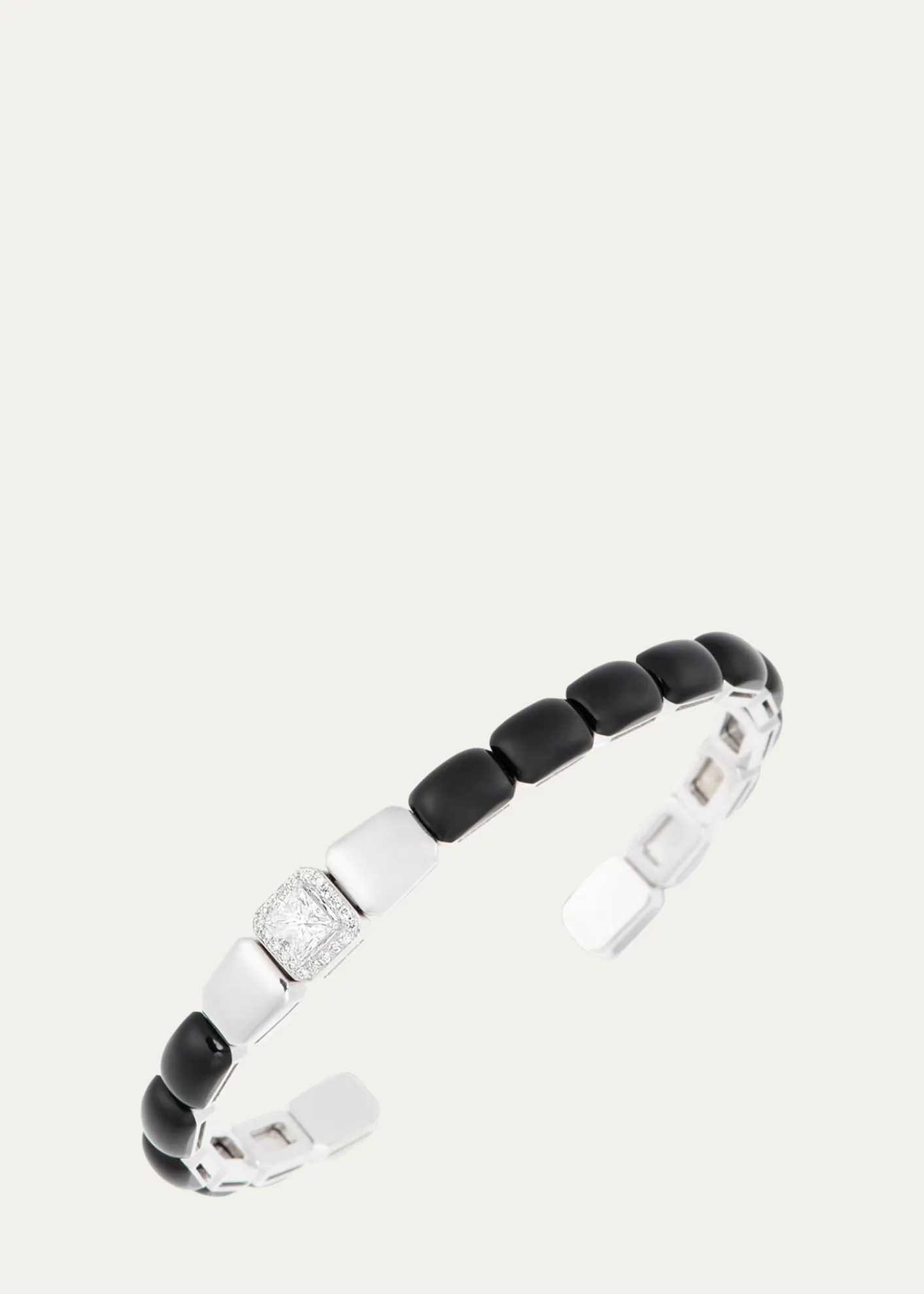 Nikos KoulisOui Bracelet with Black Enamel in 18K White Gold