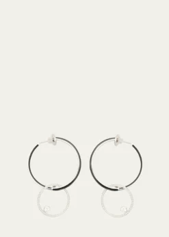 Nikos KoulisOui Black Enamel Hoop Earrings with Pave Ring and Round Diamonds