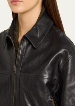 Nili LotanAime Zipped Leather Bomber Jacket