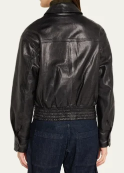 Nili LotanAime Zipped Leather Bomber Jacket